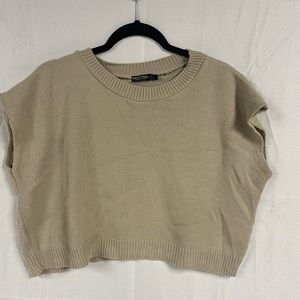 NastyGal crop sweater vest, tan size large